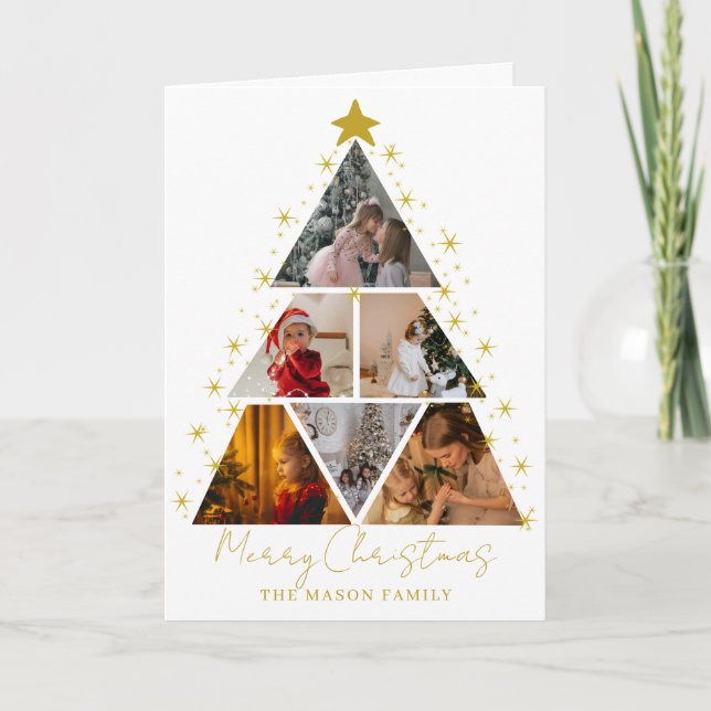 Cartão 6 Photo Tree Shape Christmas Card (Frente)