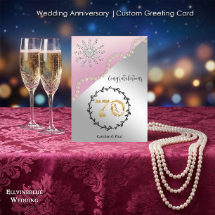 Cartão 70º Aniversário de Casamento Platina & Diamantes