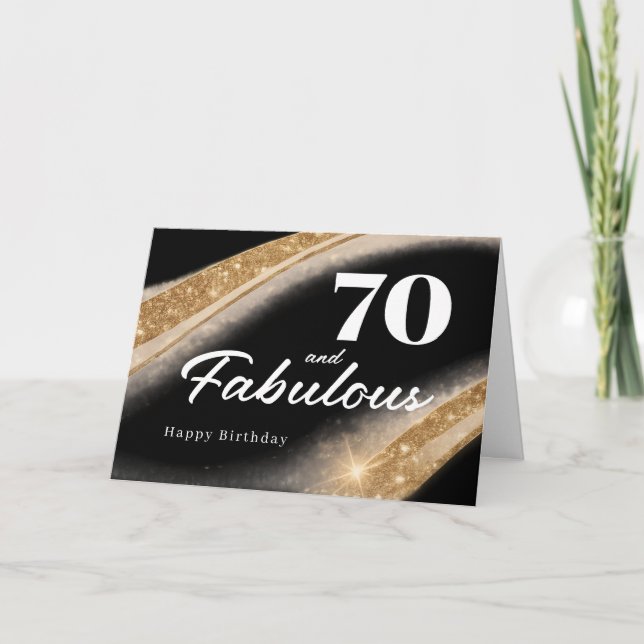 Cartão 70 and Fabulous Black Gold 70th Birthday (Frente)