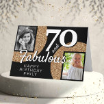 Cartão 70 and Fabulous Gold Glitter 2 Photo 70th Birthday<br><div class="desc">70 and Fabulous Gold Glitter 2 Photo 70th Birthday Greeting Card. Add your photos - you can use an old and new photo. Add your name,  age and text inside or erase it.</div>