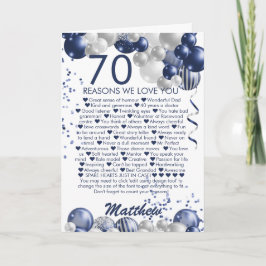 Cartão 70 Aniversário 70 Motivos Pelo Qual Te Amo