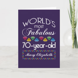 Cartão 70 Aniversário Mais Fabuloso Gems Coloridas Roxo