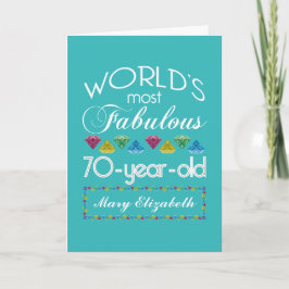 Cartão 70 Aniversário Mais Fabuloso Gems Turquois Colorid