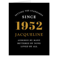70 Aniversário Nome 1952 Carta Elegante Dourada Pr