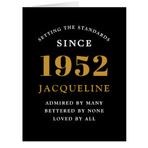 Cartão 70 Aniversário Nome 1952 Carta Elegante Dourada Pr