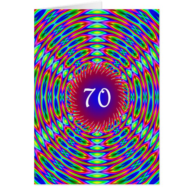Cartão 70 Birthday Abstrato Trippy Swirls (Frente)