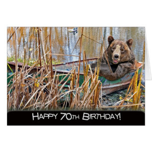 Cartão 70 Birthday Bear in Boat