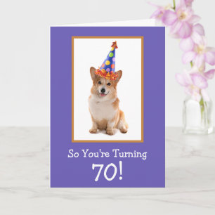 Cartão 70 Birthday Corgi