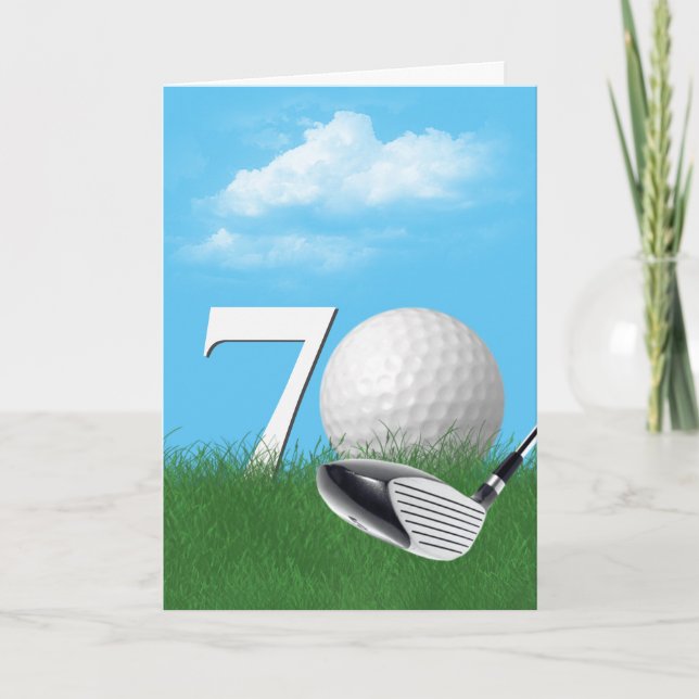 Cartão 70 Birthday Golf Ball Em Grass (Frente)
