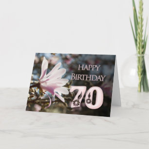 Cartão 70 de aniversário com magnólia