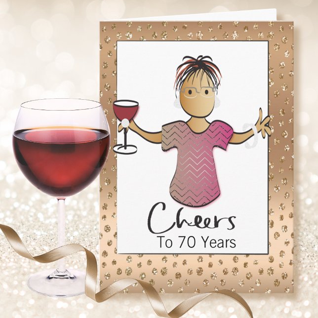 Cartão 70 e Fabulosa Cartoon Women Sparkle Aniversário (Criador carregado)