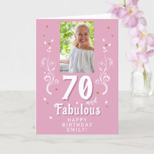 Cartão 70 e Folhagem Fabulosa Foto de Aniversário de 70 a