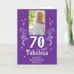Cartão 70 e Folhagem Fabulosa Foto de Aniversário de 70 a