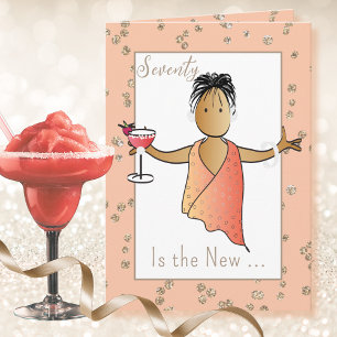Cartão 70 Fabuloso Aniversário de Mulher Morena Cartoon M