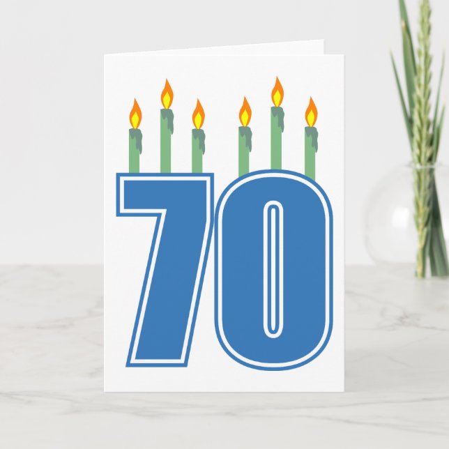 Cartão 70 Velas de Aniversário (Azul / Verde) (Frente)