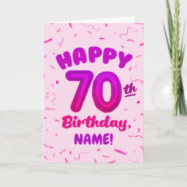 Cartão 70th Balloon Number Custom Name Birthday Card