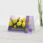 Cartão 70th Happy Birthday Card - Yellow daffodils<br><div class="desc">Simple but elegant birthday card.   ® Marion Hedger</div>