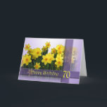 Cartão 70th Happy Birthday Card - Yellow daffodils<br><div class="desc">Simple but elegant birthday card.   ® Marion Hedger</div>