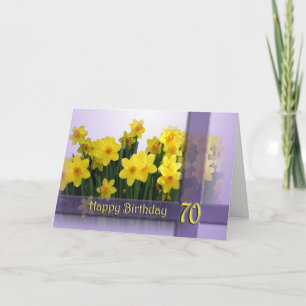 Cartão 70th Happy Birthday Card - Yellow daffodils