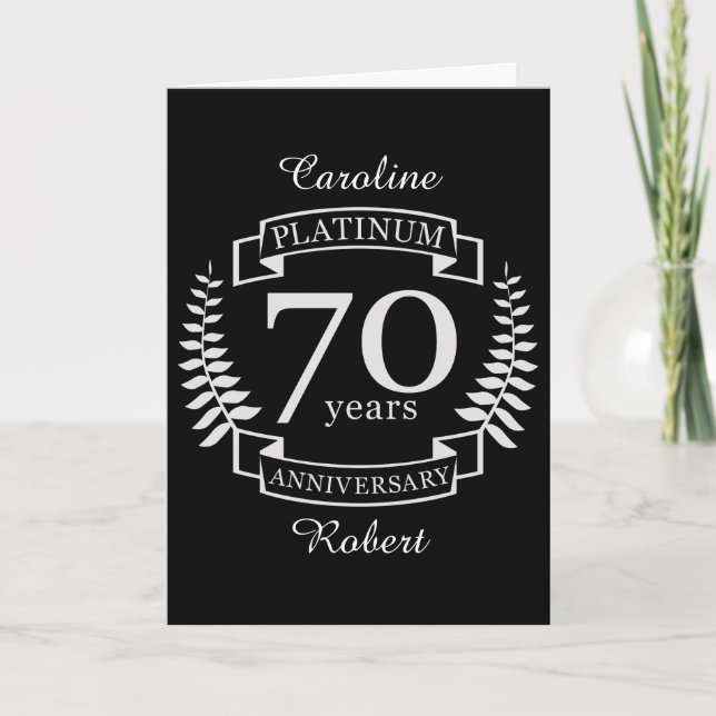 Cartão 70th Wedding ANNIVERSARY PLATINUM (Frente)