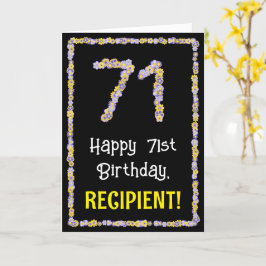 Cartão 71 Aniversário da rua: Número de Flores, Nome Pers