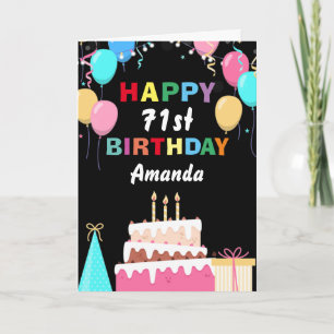 Cartão 71ruas Feliz Aniversário Balões Coloridos Bolo Neg