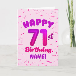 Cartão 71st Birthday, Balloon Number, Customizable Name