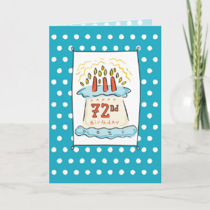 Cartão 72º Bolo de Aniversário no Teal Azul com Pontos