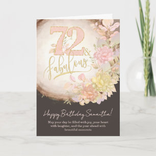 Cartão 72 & Fabuloso Floral Foto Aniversário Personalizad