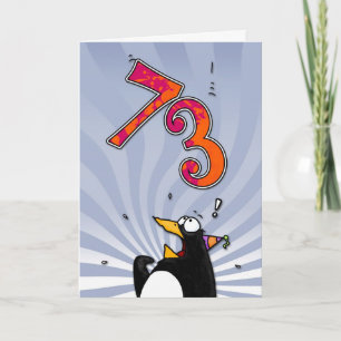 Cartão 73rd Birthday - Penguin Surprise Card