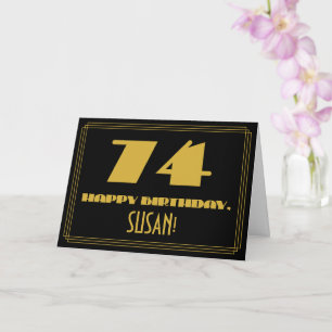 Cartão 74º Aniversário: Nome + Visual Inspirado no Art Dé