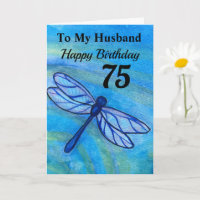 75º para o meu marido Blue Dragonfly Aniversário