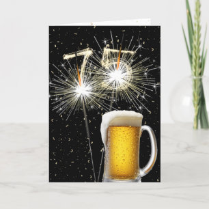 Cartão 75.º aniversário dos Sparklers com Cerveja Mug