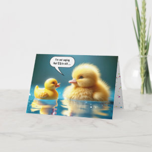 Cartão 75.º Aniversário Pato de Brinquedo Amarelo com Duq