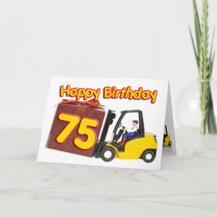 Cartão 75th birthday card with a fork lift truck