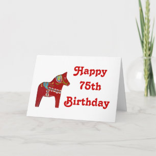 Cartão 75th Birthday Card with Dala Horse