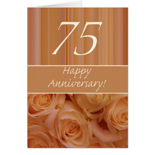 Cartão 75th rosas felizes do aniversário