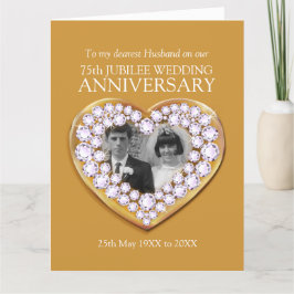 Cartão 75th wedding anniversary jubilee photo husband