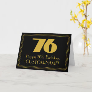 Cartão 76.º aniversário: Art Deco Inspirou "76" & Nome