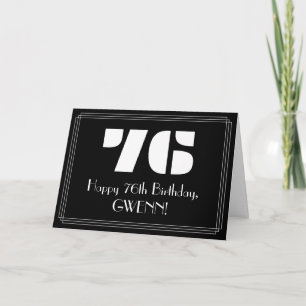 Cartão 76.o aniversário: Art Deco Inspira "76" e nome