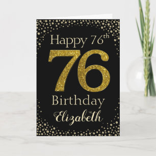 Cartão 76th Birthday Golden Glitter Card
