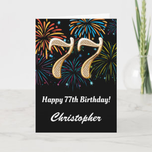 Cartão 77º aniversário do Rainbow Fireworks Black and D