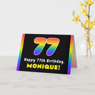 Cartão 77.º aniversário: Arco-Íris Colorido nº 77, Nome P