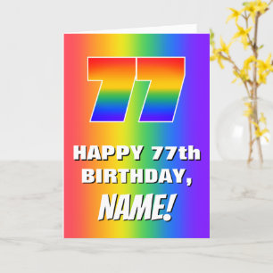 Cartão 77.o Aniversário: Padrão Divertido e colorido do