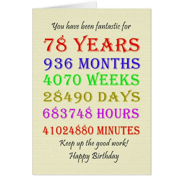 Cartão 78.º aniversário (Frente)