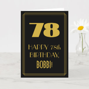 Cartão 78.º aniversário - Art Deco Inspirou "78" & Nome