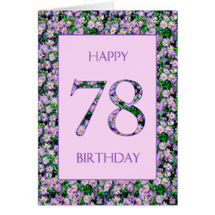 Cartão 78.º aniversário das margaridas roxas