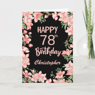 Cartão 78.º Aniversário Pink Peach Watercolor Floral Bl