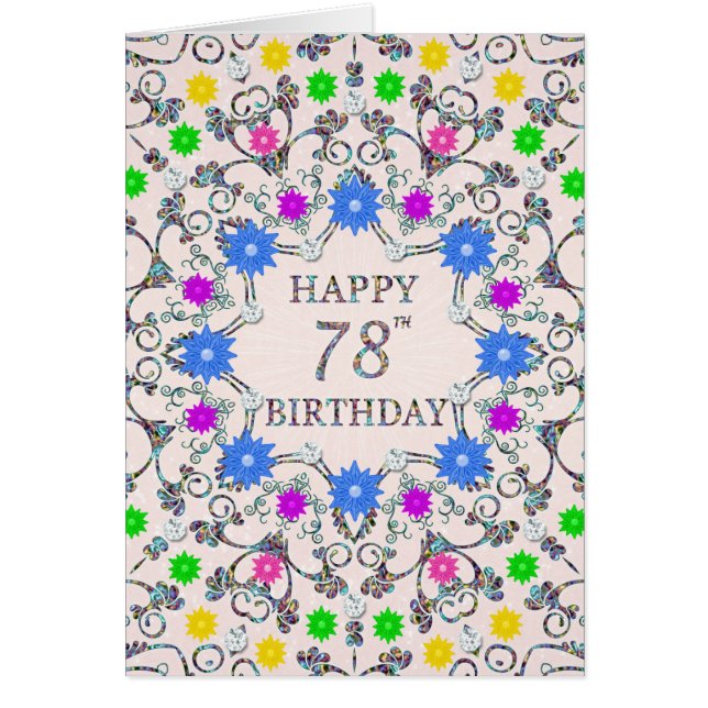 Cartão 78th Birthday Abstract Flowers  (Frente)