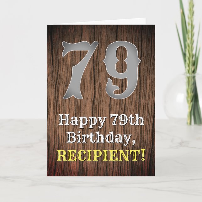 Cartão 79º aniversário: Country Western Inspirou Olhar, N (Frente)